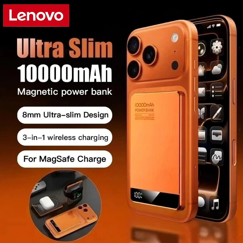 Lenovo 10000mAh UltraSlim Power Bank — Magnético Wireless