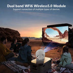 Projetor Portátil 4K — Android, WiFi6, BT5.0, Auto Keystone, Rotação 360°