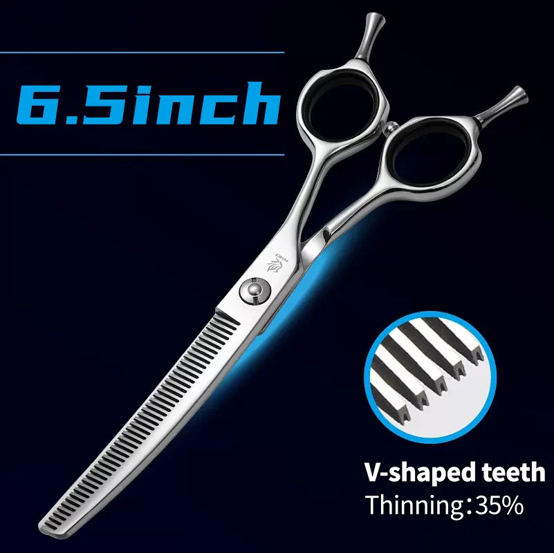 Fenice 7.0/7.5 inch Professional Dog Grooming Shears Curved Thinning Scissors for Dog Face Body Cutiing JP 440C High Quality