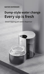 3000ML Pouring Cat Water Dispenser Smart Tilt Design Pet Water Fountain Separate Clean & Dirty Water For Cats and Small Dogs
