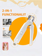 Pet Nail Clippers, Quiet Pet Nail Grinder with 2 LED Lights for small, medium, and large dogs and cats, pet grooming tool.
