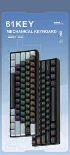 APAYADO K61 Mini Mechanical Keyboard,Wired,61 Keys,Phantom RGB, Black/White Red/Blue Mechanical Switch for Gaming,60% Portable