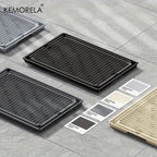 KEMORELA EXtra Large Stainless Steel Cat Litter Box with Lid - Enclosed LitterPan High-Sided Resistant Leak-Proof Cat Litter Mat