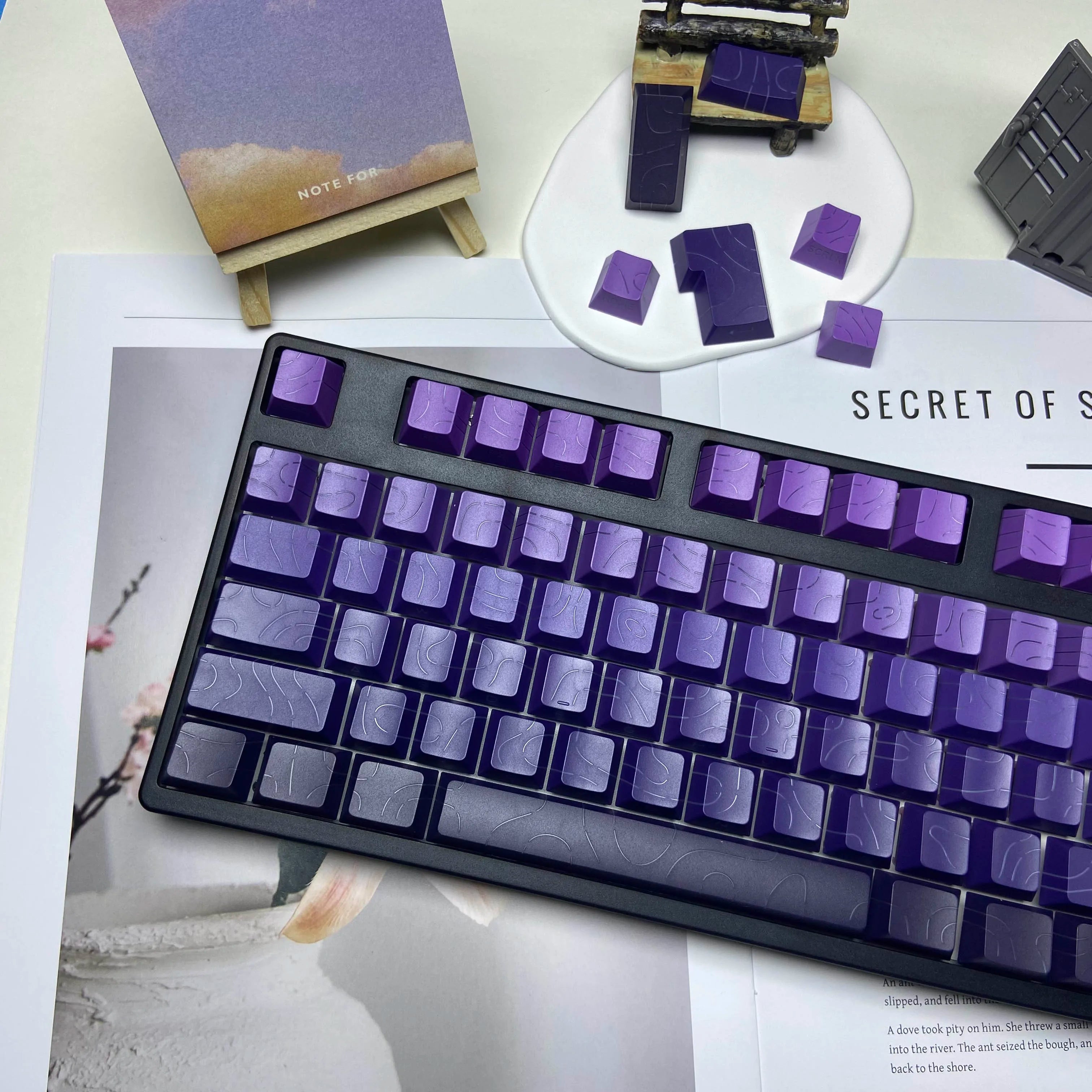 Line Gradient Side Shine Through Keycaps Cherry Profile PBT Custom Keycaps for 60% 65% 75% 96% 98% 100% Mechanical Keyboard