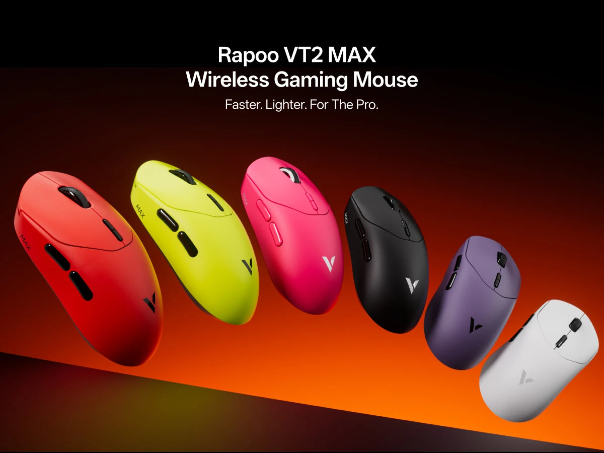 Rapoo VT2 Wireless Gaming Mouse True 8K Wireless Polling Rate Esports Grade 53g Lightweight 26000DPI Up to 500 Hr Battery Life