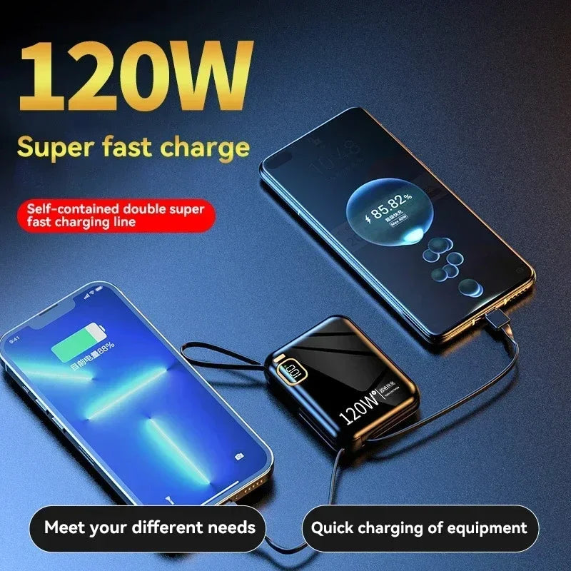 2025 New MINI 10000mAh Portable PD 120W Power Bank Two-Way Fast Charger Mini Powerbank for iPhone Xiaomi Samsung