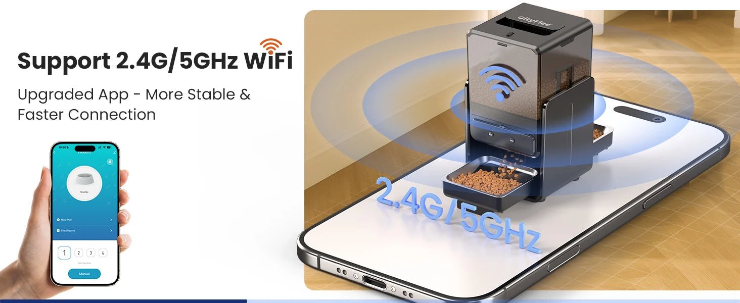 5L Automatic Cat Kibble Dispenser 2 Bowls Smart Voice Recorder Pluggable Control Panel Auto Cat Food Dispenser For Pet Dry Food