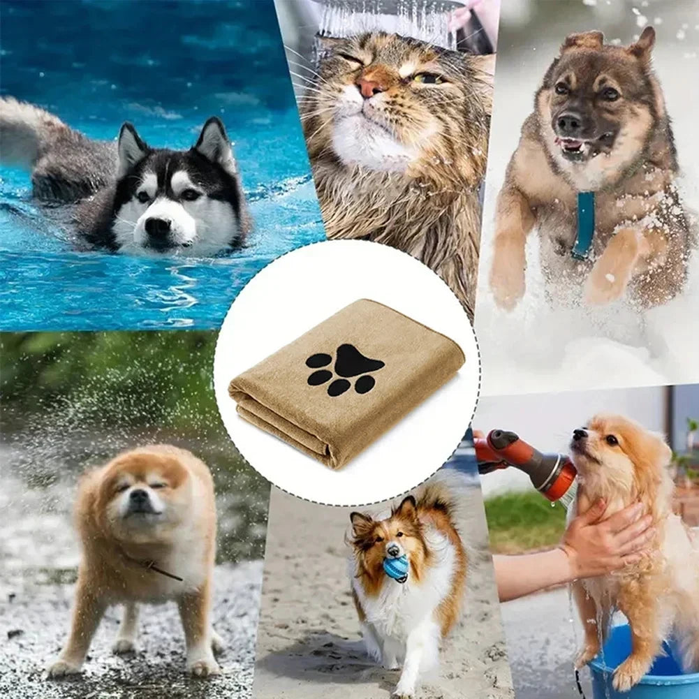 3 Size Options Microfiber Pet Bath Towel Embroidered Super Soft Absorbent Cat for Dogs Grooming Supplies