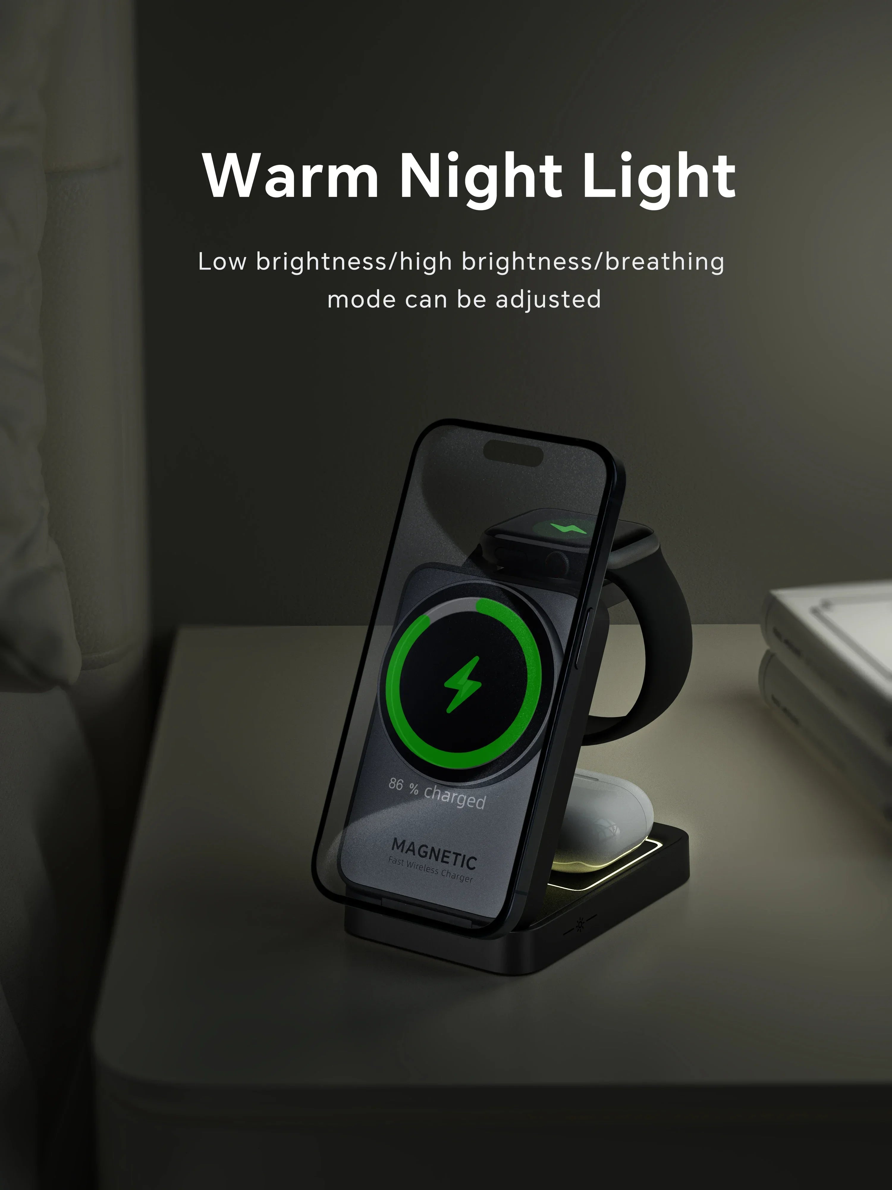 Foldable 3 In 1 Magnetic Wireless Charger Stand For Magsafe iPhone 15 14 13 12 Apple Watch 2-8 Airpods Pro Fast Charging Station