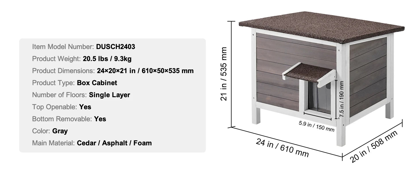 SucceBuy Outdoor Cat House Weatherproof, Feral Cat Shelter for Cat Outdoor Wooden Cat Rabbit House with All-Round Foam Insulated