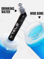 WRELS TPU Collapsible Soft Water Bottle for Hydration Pack Soft Flask Folding Water Bottles BPA-Free Sports Running Bottles