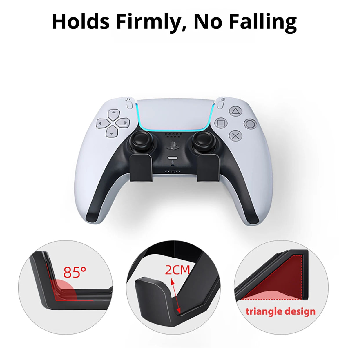 Wall Mounted Gamepad Holder for PS5/PS4/Xbox/Switch – 3 Pcs Black Controller Stand with Adhesive & Screws Gaming Accessories