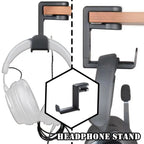 PC Gaming Headphone Stand Headset Hook Holder, Hanger Mount With Adjustable 360° Rotating Arm Clamp, Desk Mount Universal Bag