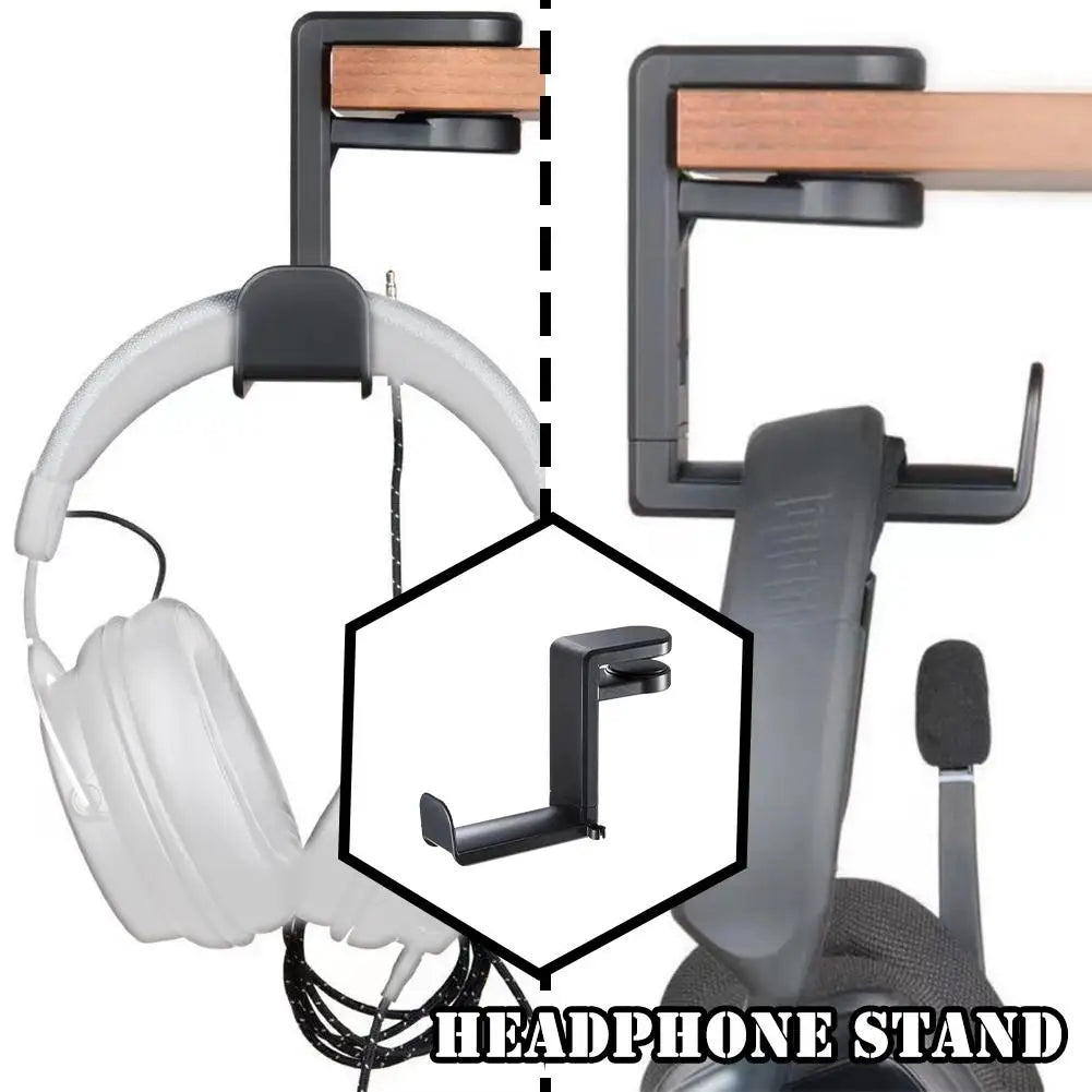 PC Gaming Headphone Stand Headset Hook Holder, Hanger Mount With Adjustable 360° Rotating Arm Clamp, Desk Mount Universal Bag