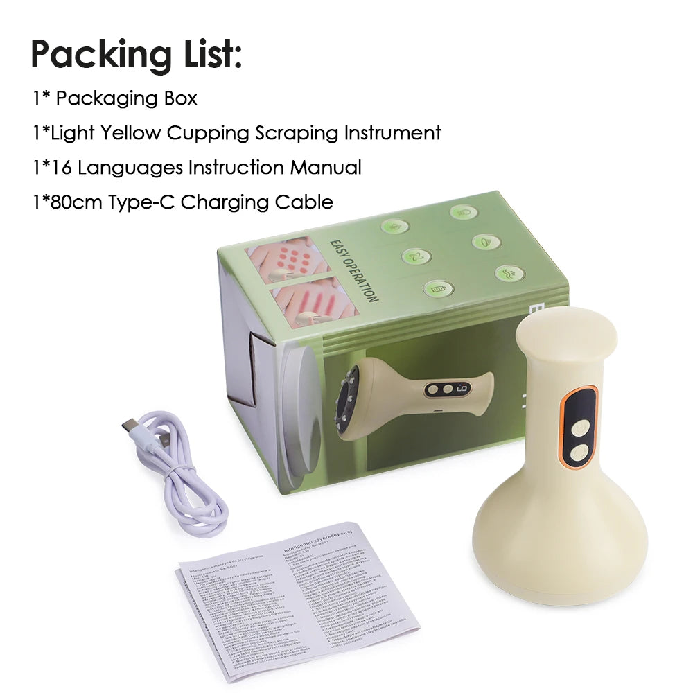 HeatCupping Pro – Massajador Abdominal Recarregável com Termoterapia e Gua Sha