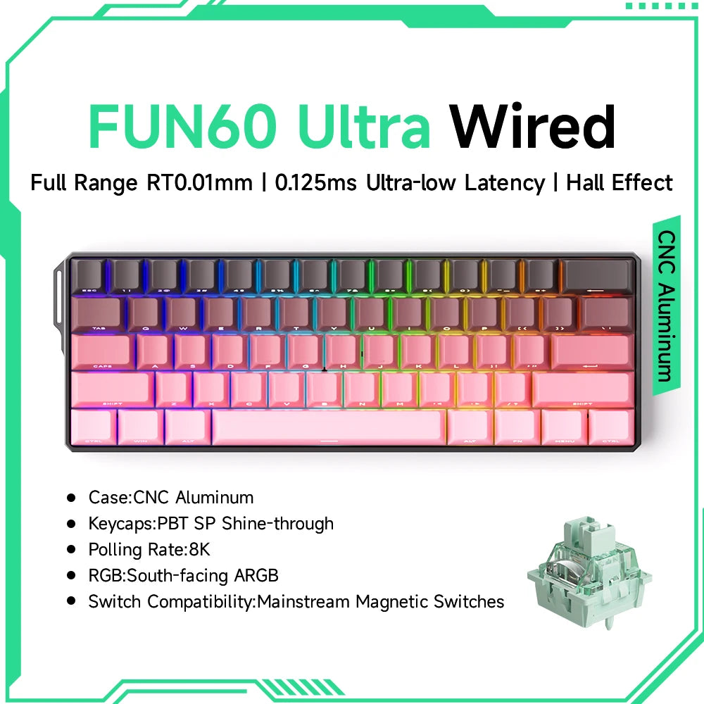 Akko MonsGeek FUN60 Magnetic Switch 60% Magnetic Switch Gaming Keyboards Rapid Trigger 0.01mm 8K ARGB HE/TMR Custom Keyboard