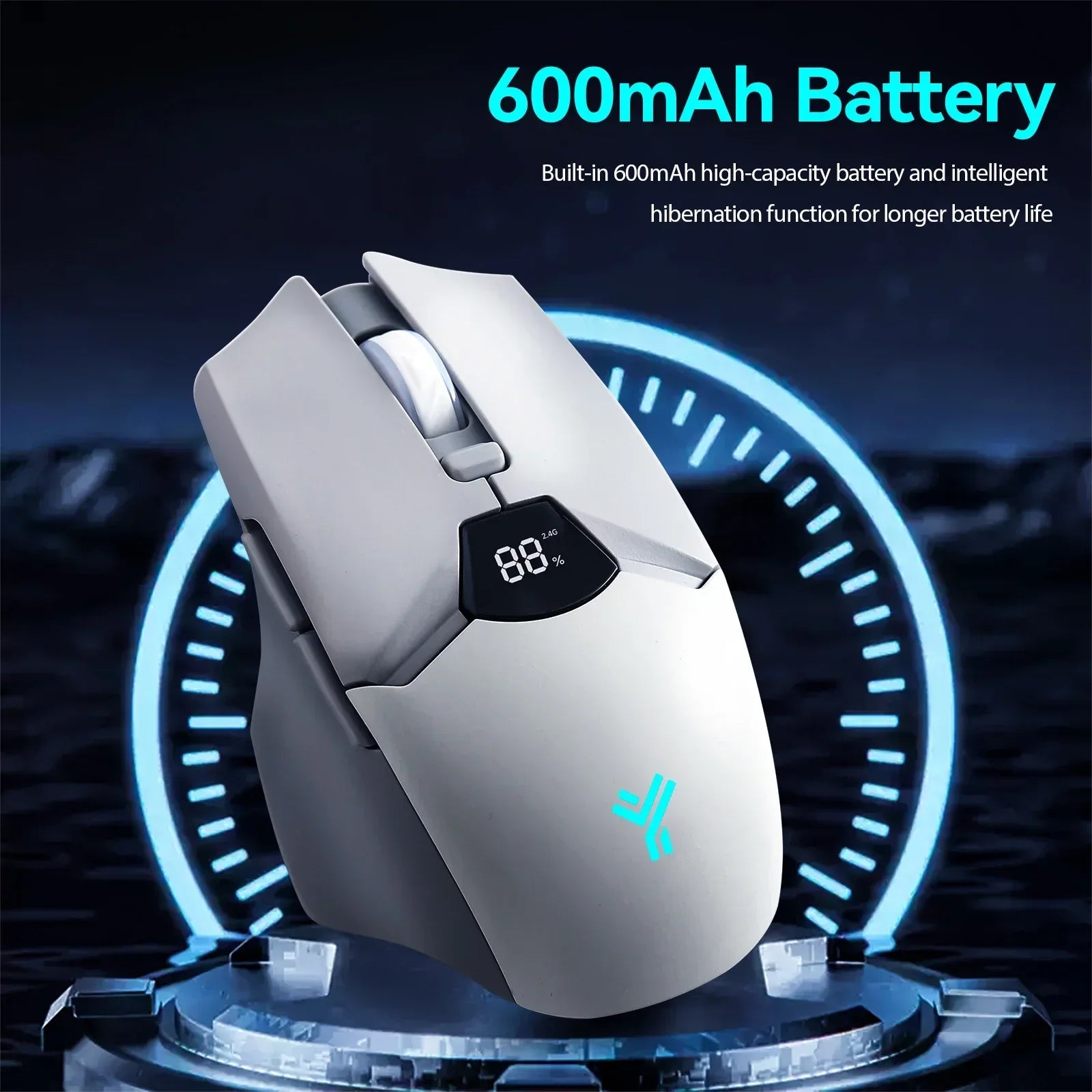 Wireless Bluetooth mouse with digital battery display, silent ergonomic mouse for PC Laptop Gaming, 2.4G / Bluetooth 5.0