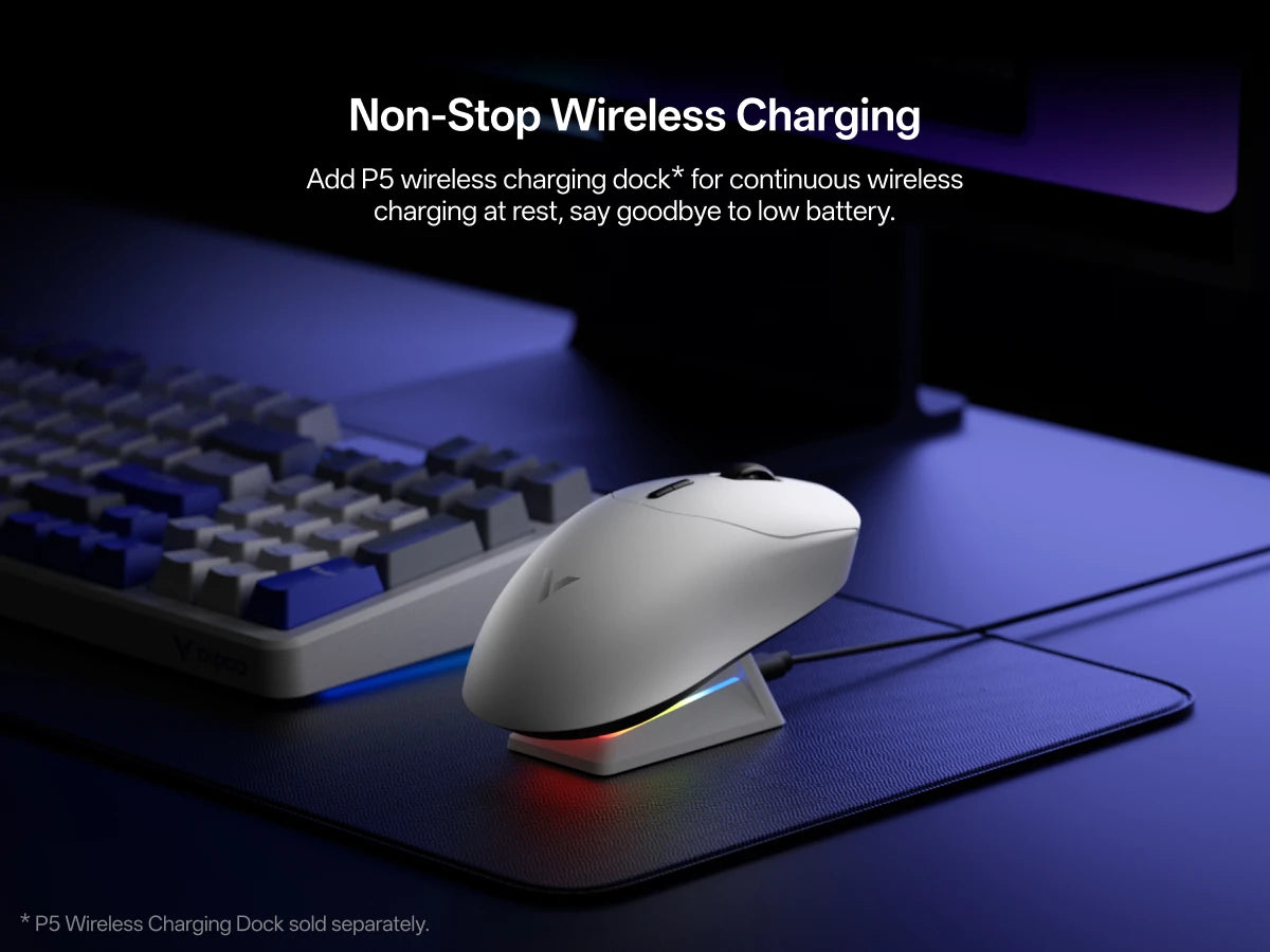 Rapoo VT2 Wireless Gaming Mouse True 8K Wireless Polling Rate Esports Grade 53g Lightweight 26000DPI Up to 500 Hr Battery Life