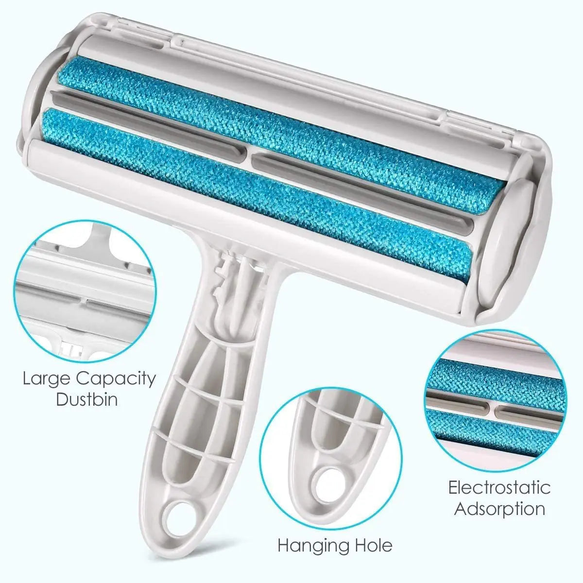 Pet Hair Remover Roller - Dog & Cat Fur Remover with self-cleaning base - Efficient pet hair removal tool - Perfect for furnishings