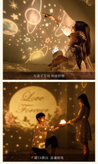 Candeeiro Lua Rotativo com Projeção Galaxy e Luz Noturna Decorativa