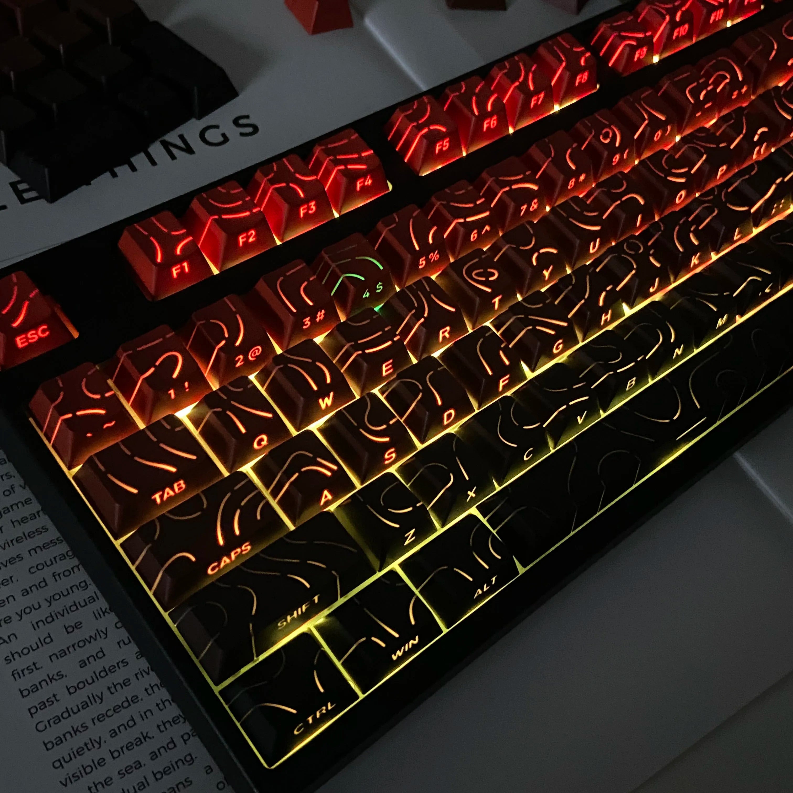 Line Gradient Side Shine Through Keycaps Cherry Profile PBT Custom Keycaps for 60% 65% 75% 96% 98% 100% Mechanical Keyboard