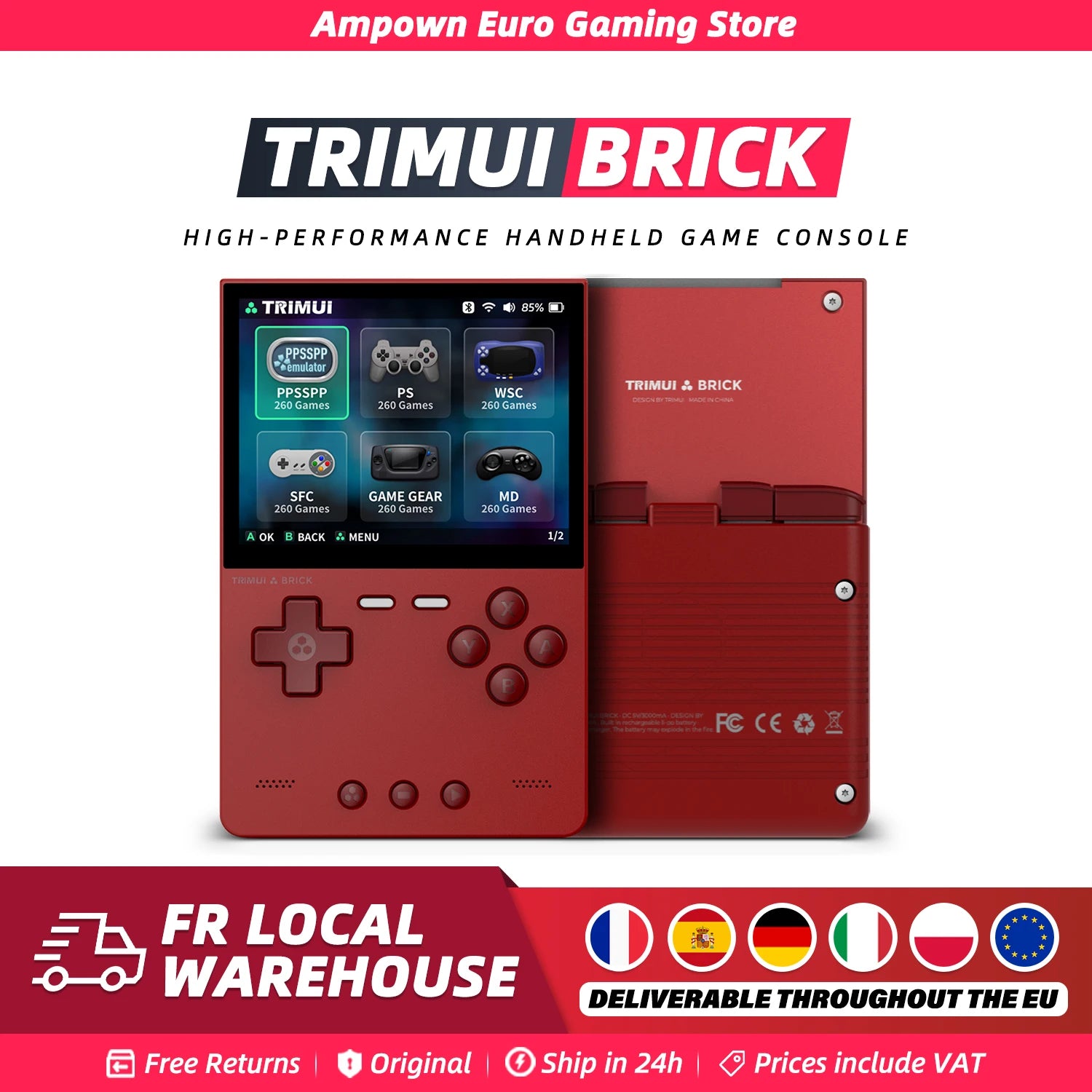 TRIMUI BRICK Handheld Game Console 3.2'' IPS Screen Linux System Trimui UI Metal Back Panel Key LED Lighting Free Keycap Gifts