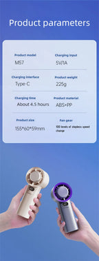 Outdoor Handheld Cold Compress Fan 3600mAh Quite High-speed Cold Air USB Rechargeable Mini Turbo Fan with Lanyard Portable Fan