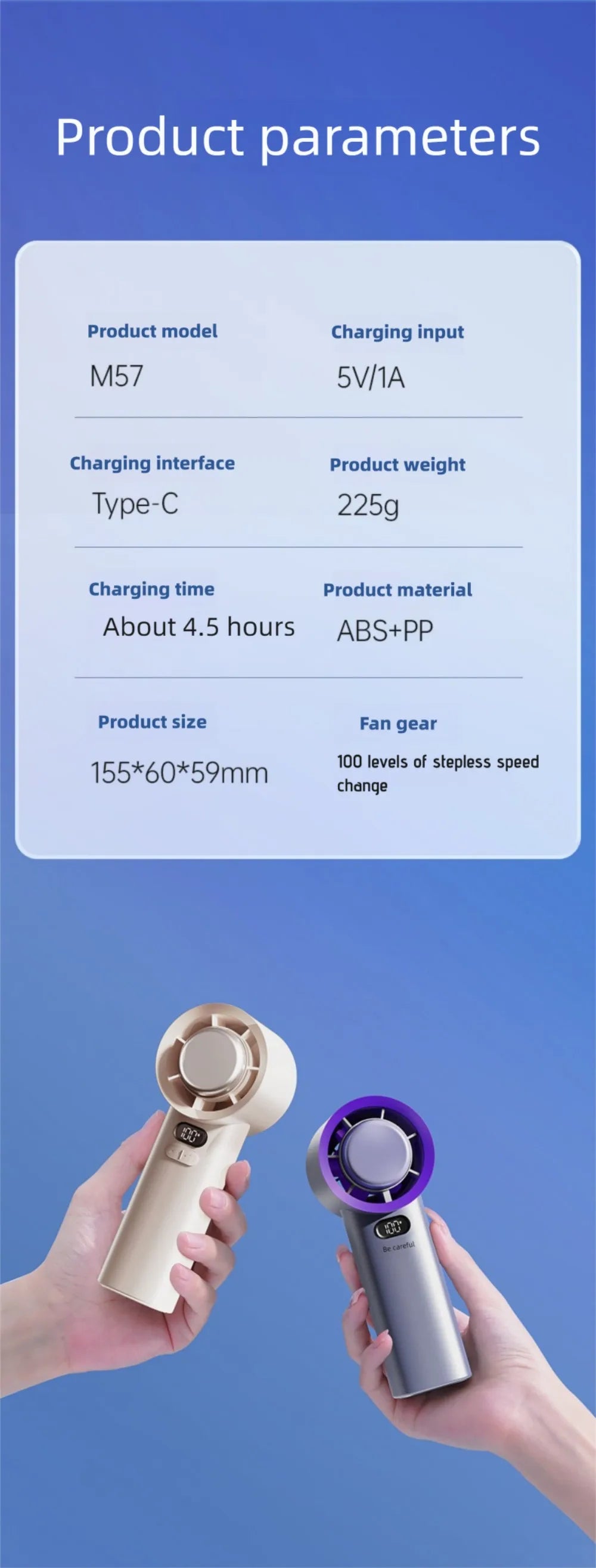 Outdoor Handheld Cold Compress Fan 3600mAh Quite High-speed Cold Air USB Rechargeable Mini Turbo Fan with Lanyard Portable Fan