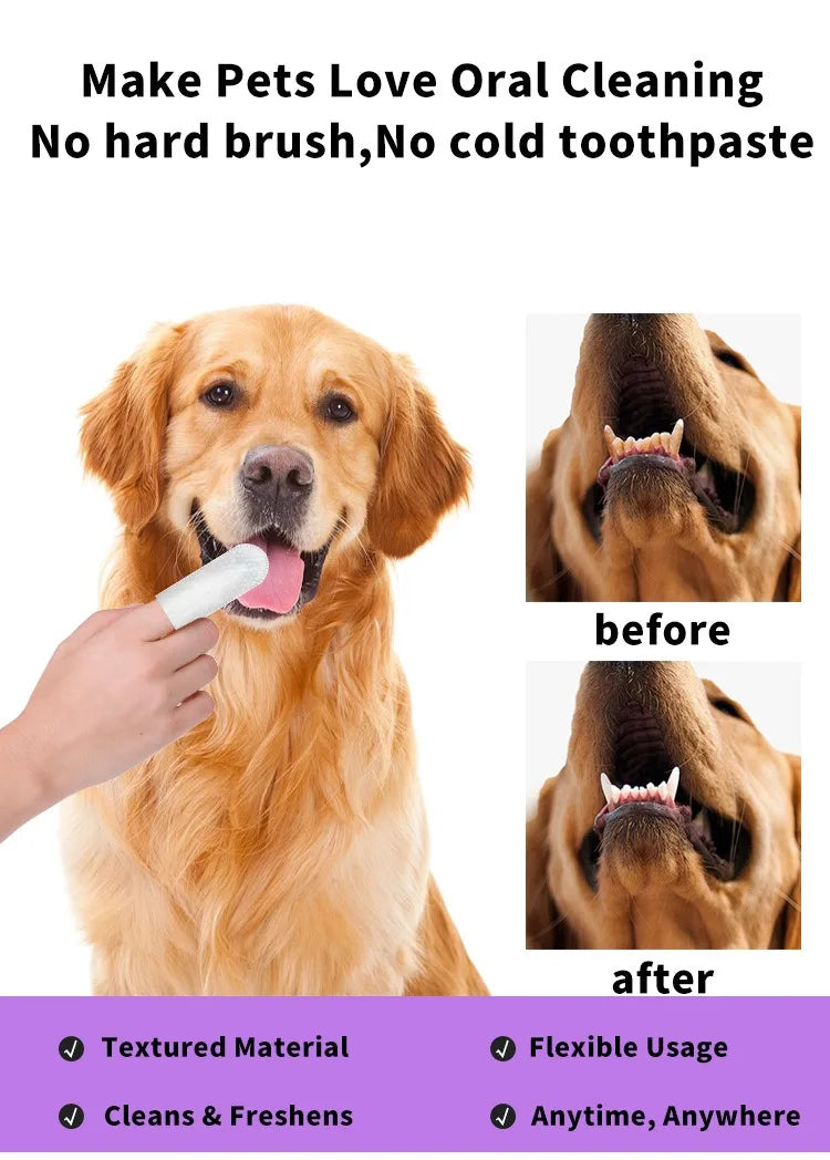 Pet cleaning products Disposable finger toothbrush Pet teeth cleaning wet finger covers Dog and cat oral cleaning