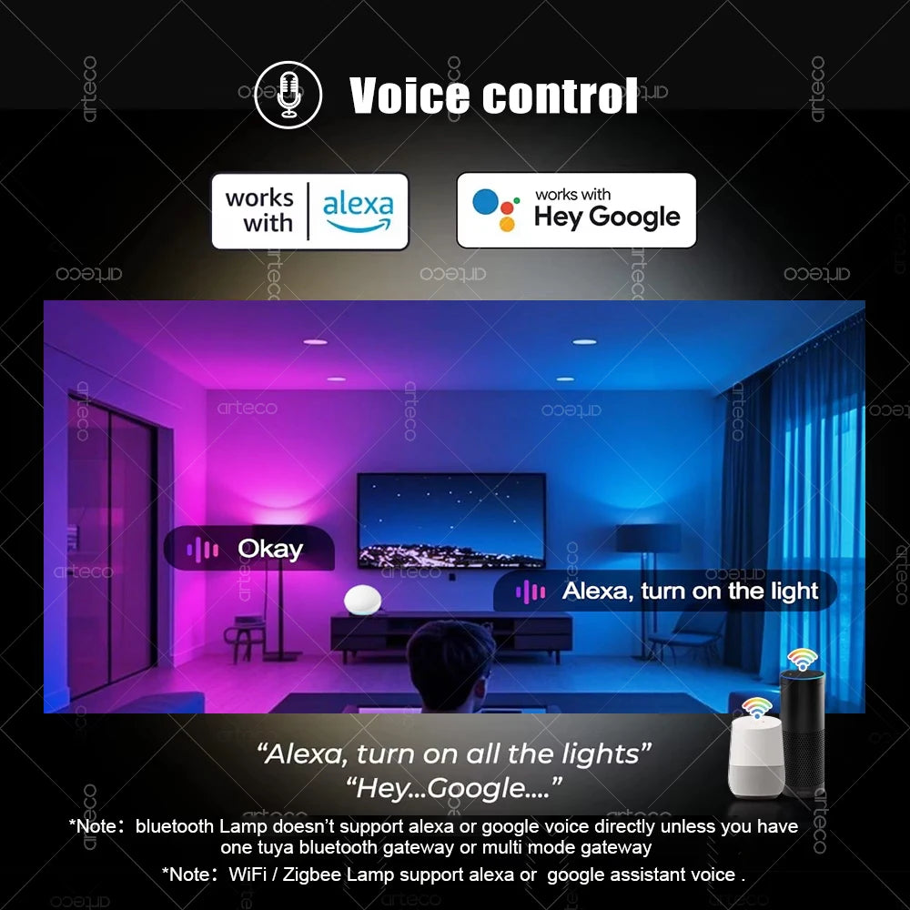 Tuya Smart Bulb Zigbee/WiFi/Bluetooth — E27/E14/GU10 RGBCW Regulável Alexa