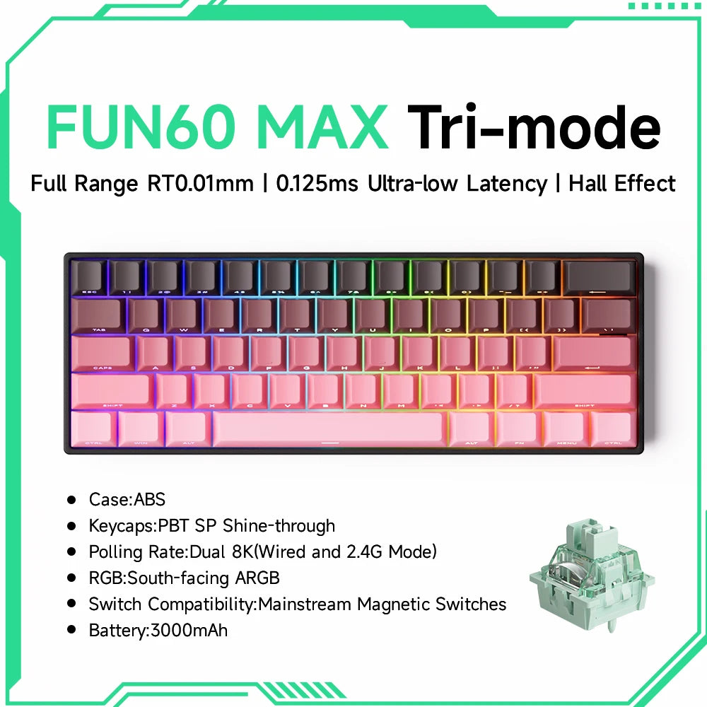 Akko MonsGeek FUN60 Magnetic Switch 60% Magnetic Switch Gaming Keyboards Rapid Trigger 0.01mm 8K ARGB HE/TMR Custom Keyboard