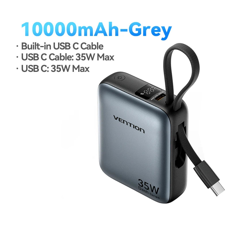 Vention 10000mAh Power Bank — 35W Fast Charge Mini USB‑C 3C
