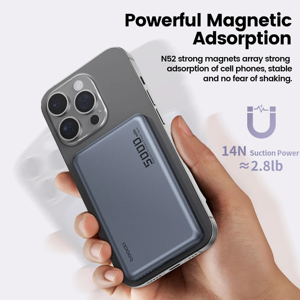 Toocki 10000mAh Magnetic Power Bank — Wireless 15W MagSafe PD 20W