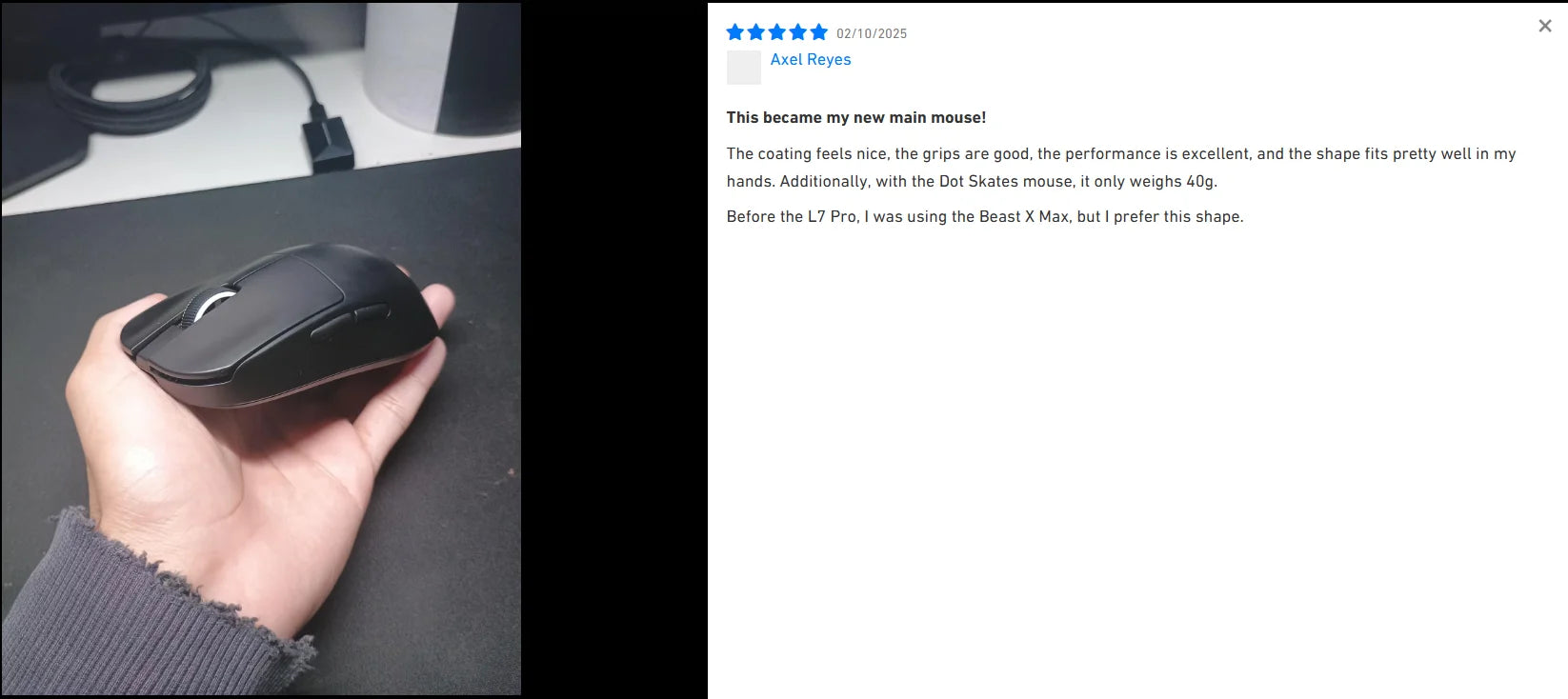 Rato MCHOSE L7 — PAW3395, 26K DPI, 39 g, Tri‑Mode, Dual 8K