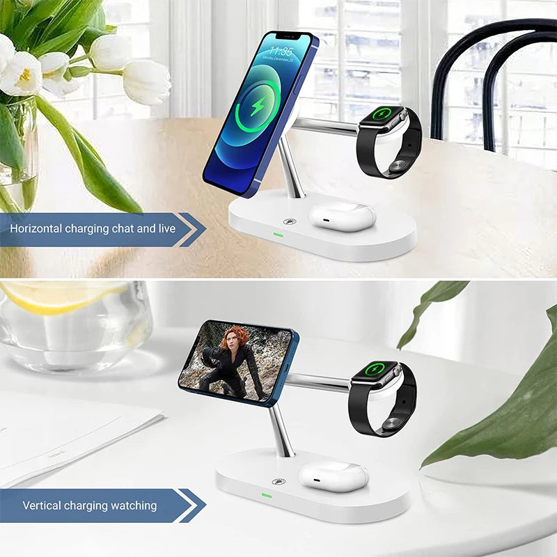 3-in-1 Wireless Magnetic Charger for iPhone 16 15 14 13 12, Fast Charging Station for Apple Watch 10 9 8 7 6 5 4, AirPods 2 3 Pro