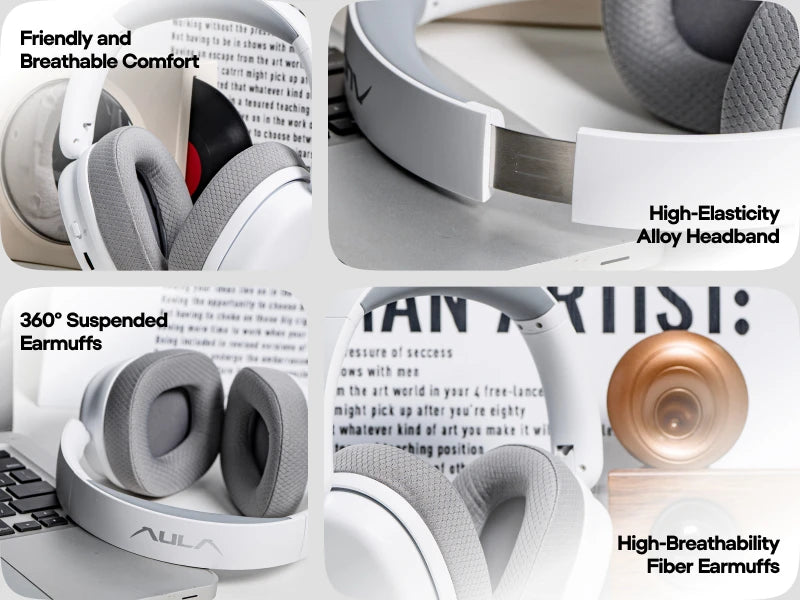 AULA G7 Pro Wired/Bluetooth/2.4GHz Wireless Gaming Headphone 7.1 Surround Sound with Noise Canceling Mic for PS4/PS5/PC/Switch