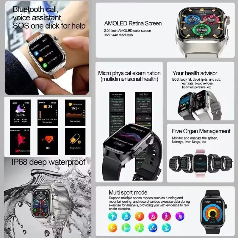 Smartwatch Saúde Avançada – Laser Inteligente, Diagnóstico Multinível e ECG+PPG