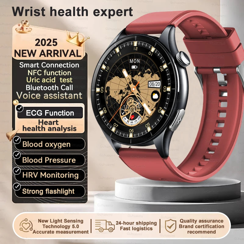 Sapphire 2025 New Health Managed Smart Watch Health Measurement Blood Fat Uric Acid Call ECG+PPG Blood Pressure Health Smartwatch iOS