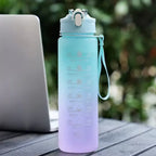 Sports Water Bottle with Time-Tracking Straw Leak Proof Locking Flip Cover for Easy Carry Ideal for Outdoor Adventures