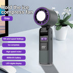 Outdoor Handheld Cold Compress Fan 3600mAh Quite High-speed Cold Air USB Rechargeable Mini Turbo Fan with Lanyard Portable Fan