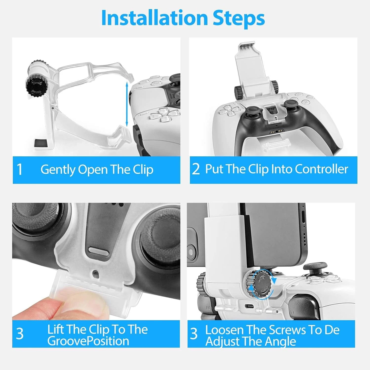 Cell Phone Clip Holder Clamp Mount Clip Stand Bracket for PlayStation 5 PS5 PS4 Wireless Controller Remote Play