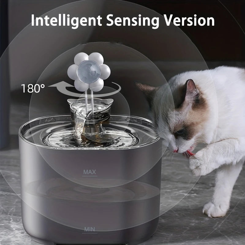 Smart Cat Water Fountain 2.2L, Pet Water Dispenser with Filter, Dog Drinking Fountain for Cats, Ultra Quiet Water Pump