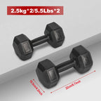 Dumbbell Set, Hexagonal, 2.5kg, 5kg, 7.5kg, 10kg Made of PVC and Iron with Sand, Gym Weights, Non-Slip Handle, Ideal for Strength Training and Home Gym, Ergonomic Fitness Weights