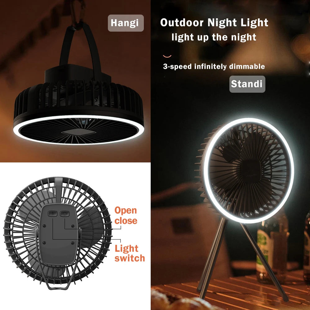 IRALAN Modern Fan light Portable And Adjustable Wireless USB Electric Fan Dual Mode Use For Home Office Travel Outdoor Camping