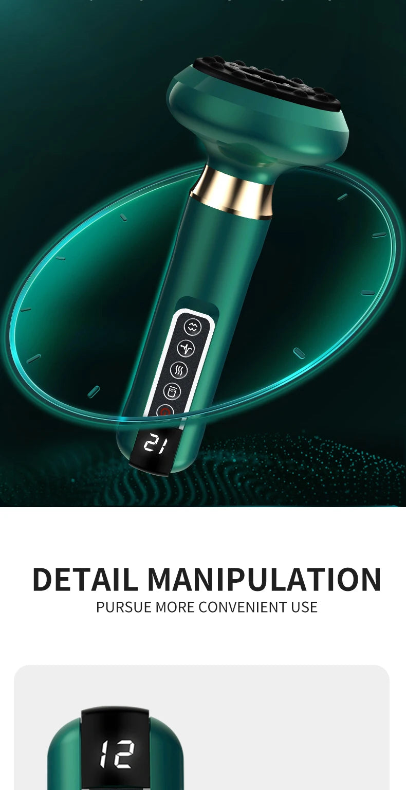 TriColor GuaSha Pro – Massajador Elétrico Anticelulite com Vácuo, Infravermelhos e Terapia de Scraping