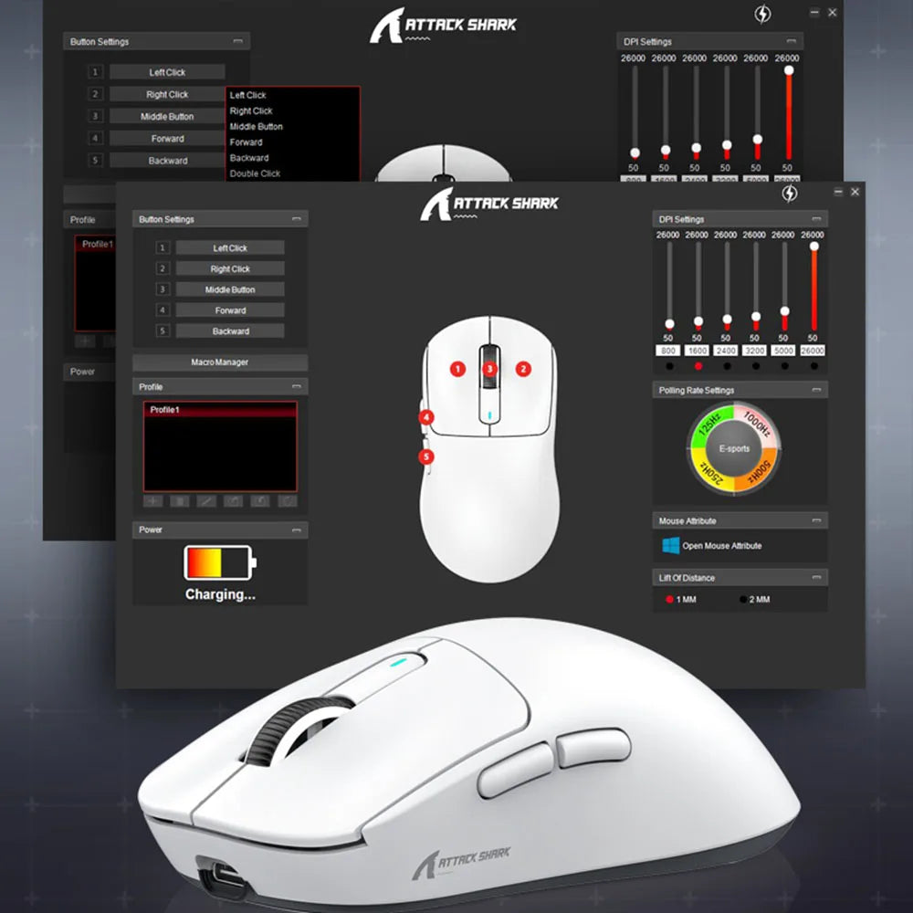 ATTACK SHARK X3 Lightweight Wireless Bluetooth Mouse Tri-Mode Connection,PAW3395,Macro Bluetooth Gaming Mouse