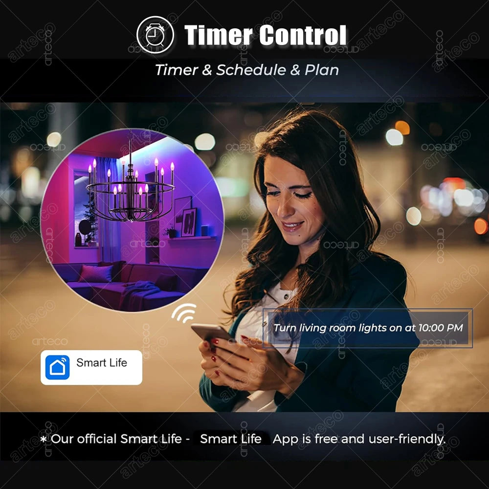 Tuya Smart Bulb Zigbee/WiFi/Bluetooth — E27/E14/GU10 RGBCW Regulável Alexa