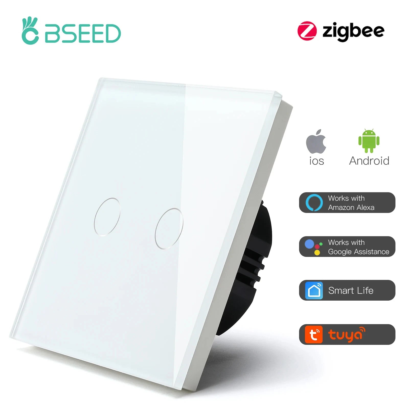BSEED Zigbee Touch Switch — 1/2/3 Gang Smart Tuya Sem Neutro