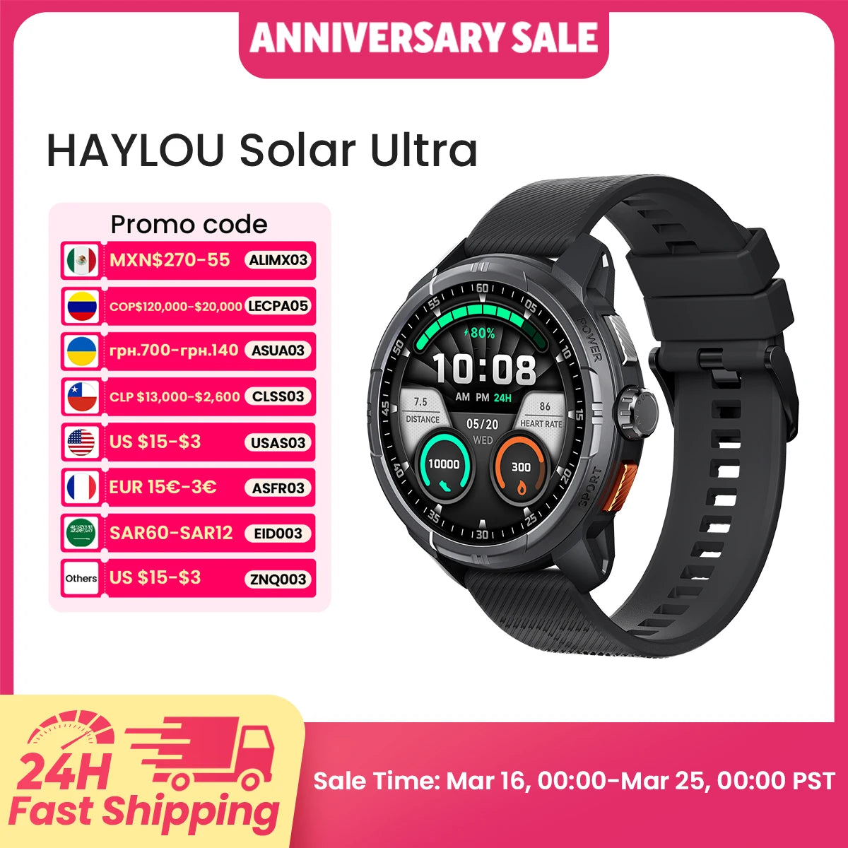 HAYLOU Solar Ultra GPS – AMOLED HD, Resistência 5ATM e Conectividade Total
