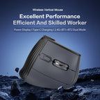 JOMAA Backlit Bluetooth Wireless Vertical Mouse With OLED Screen Rechargeable USB Wired Gaming Mouse 24000DPI Speed ​​Roller